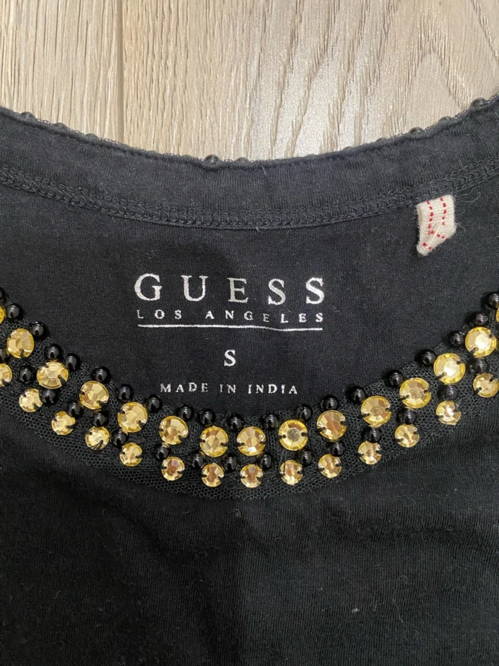 Guess Black Tank Top with Gold Stud Trim - Picture 2 of 3